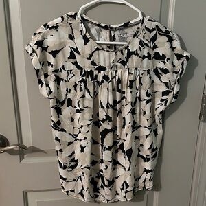 LOFT Monochrome Floral Blouse